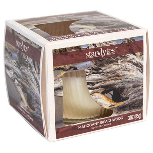 CANDLE SCENTED MAHOGANY BEACH-WOOD 3.0 OZ BOXED STAR LYTES