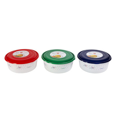 FOOD STORAGE 3.6L ROUND PRINTED 3 COLOR LIDS #9836