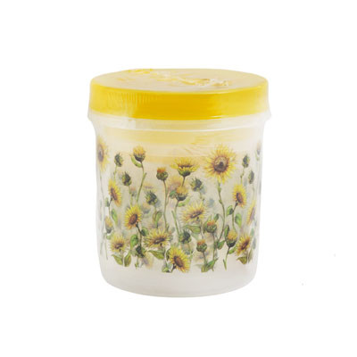 FOOD STORAGE 3PC SET ROUND 490/840/1350 ML SUNFLOWER PRINT YELLOW LID #9432C1