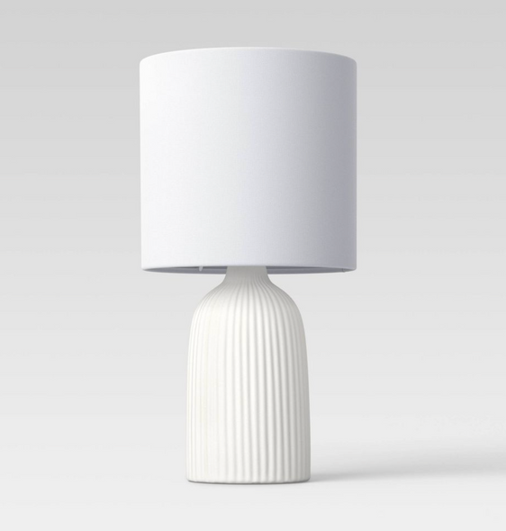 FLUTED CERAMIC MINI TABLE LAMP13-1/4 TALL WHITE *12.00*THRESHOLD FLUTED CERAMIC MINI TABLE LAMP13-1/4 TALL WHITE *12.00*THRESHOLD