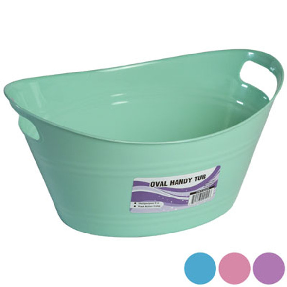 BASKET OVAL TUB W/DOUBLE HANDLES 5.25 X 12.5 -4 COLORS IN PDQ #OVAL HANDY BASKET OVAL TUB W/DOUBLE HANDLES 5.25 X 12.5 -4 COLORS IN PDQ #OVAL HANDY