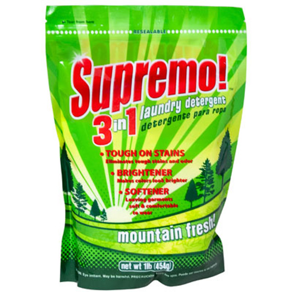 LAUNDRY DETERGENT 1 LB RESEALABLE BAG MOUNTAIN FRESH BI-LINGUAL PKGNG SPANISH/ENGLISH LAUNDRY DETERGENT 1 LB RESEALABLE BAG MOUNTAIN FRESH BI-LINGUAL PKGNG SPANISH/ENGLISH