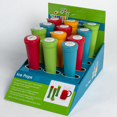 ICE POP ZING! SILICONE 4  ASST COLORS IN 2-12PC PDQ *2.99*