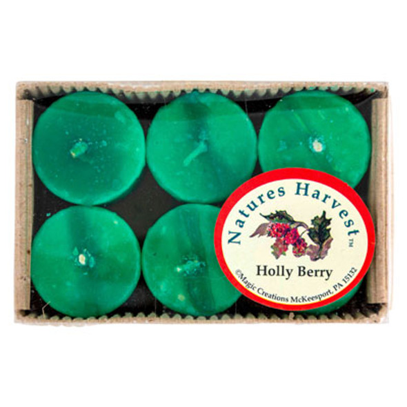 VOTIVE CANDLE 6PK HOLLY BERRY