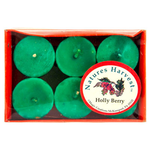 VOTIVE CANDLE 6PK GREENHOLLY BERRY