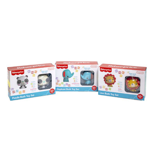 FISHER PRICE BATH TOY SET ASST PANDA, LION, ELEPHANT BOXED FISHER PRICE BATH TOY SET ASST PANDA, LION, ELEPHANT BOXED