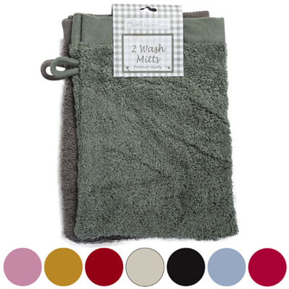 WASH CLOTH MITT 2PK RANDOM ASSORTED COLORS PEGGABLE  #TWM92661-2