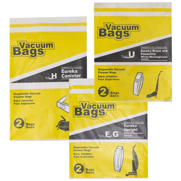 VACUUM BAGS 2PK ASSORTED DESIGNED TO FIT EUREKA UPRIGHT