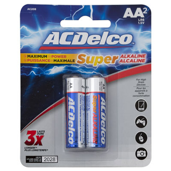 BATTERIES AA 2PK ALKALINE AC DELCO ON BLISTER CARD