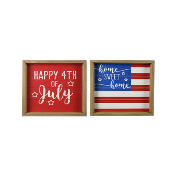 BOX SIGN 4TH OF JULY 2ASST WOOD11.75X1.75X11.75 PP$9.99