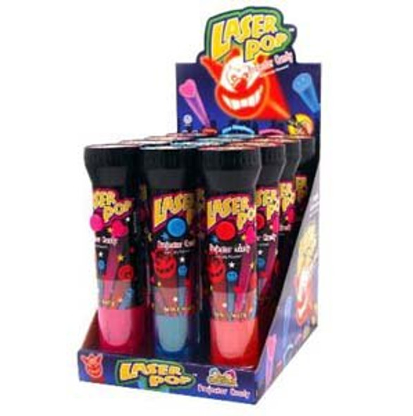 LASER POP PROJECTOR CANDY 3 ASST BLUE RASP, STRAWBERRY, CHERRY LASER POP PROJECTOR CANDY 3 ASST BLUE RASP, STRAWBERRY, CHERRY