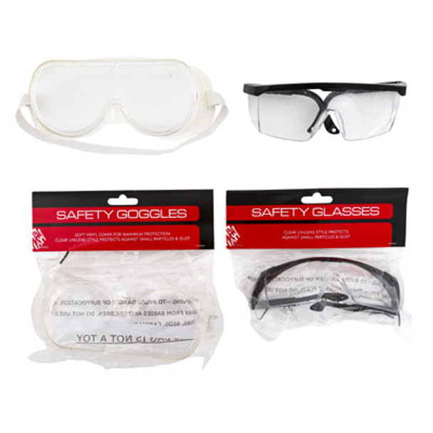 SAFETY GOGGLES/GLASSES 2 AST STYLES HARDWARE PBH