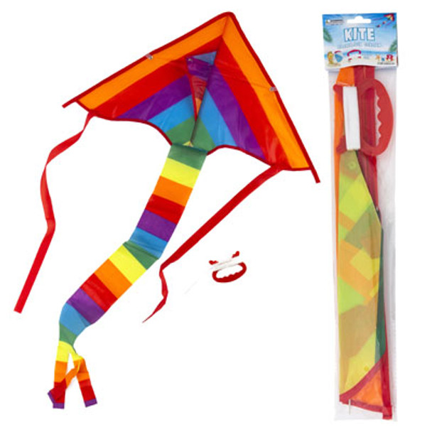 KITE POLYESTER TRIANGLE SHAPED MULTICOLOR STRIPE 25.6X14.56IN 30M LINE/PBH KITE POLYESTER TRIANGLE SHAPED MULTICOLOR STRIPE 25.6X14.56IN 30M LINE/PBH