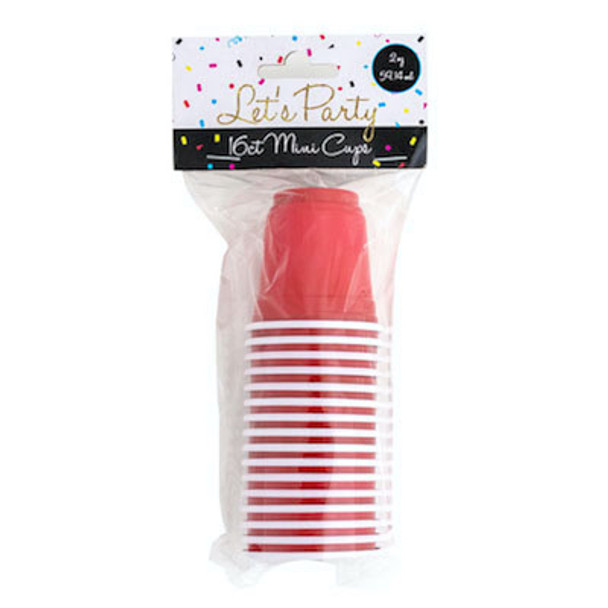 CUPS MINI 16CT 2OZ RED W/WHITE LINING PARTY VERT PBH CUPS MINI 16CT 2OZ RED W/WHITE LINING PARTY VERT PBH