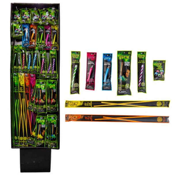 GLOW STICK 192PC FLOOR DISPLAY 5AST STYLES/FOIL BAG