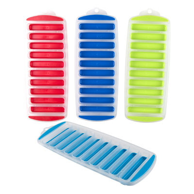 ICE CUBE STICK SHAPED TRAY W/EASY RELEASE POP OUT SLOTS/4AST SUMMER CLRS