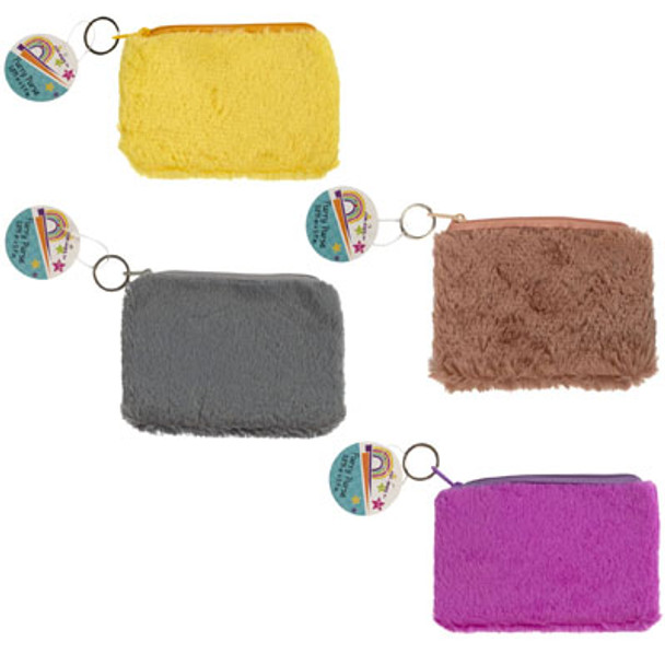 COIN PURSE FURRY PLUSH 4ASST3.875 X 5.9IN HT/36PC PDQSTKLOT