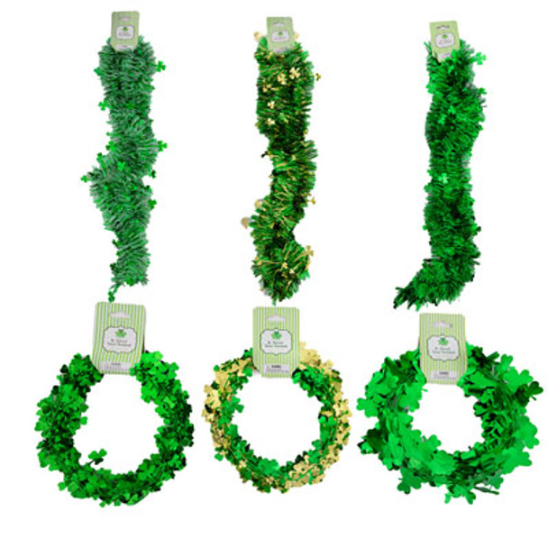 TINSEL GARLAND ST PATRICK 6AST 9FT & 25FT WIRE BARBEL HDR