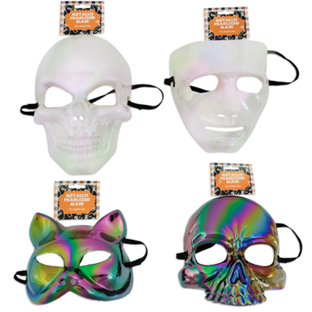 MASK METALLIC PEARLIZED 4AST EA IN WHITE/DARK PLASTIC ADULT HEADERCARD MASK METALLIC PEARLIZED 4AST EA IN WHITE/DARK PLASTIC ADULT HEADERCARD