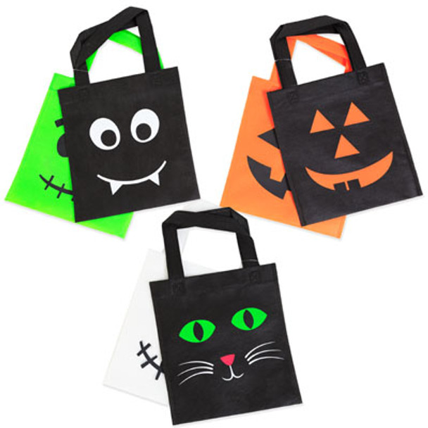 TREAT BAG HALLOWEEN 2PK PRINTED NON-WOVEN 8.5X9.25IN 3AST COMBOS HLWN LABEL
