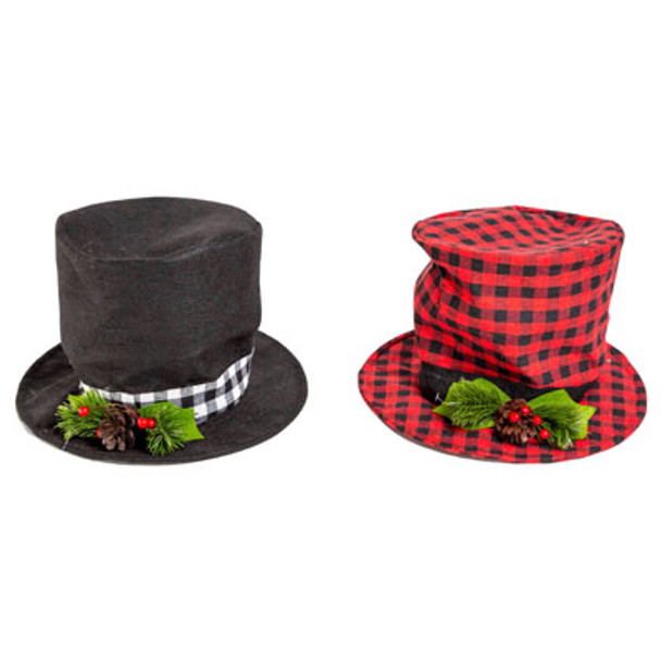 TREE TOPPER/TABLE DECOR TOP HAT 2AST W/GRNS & PINECONE 9.5X6.5IN POP-UP/DOWN XMAS HT TREE TOPPER/TABLE DECOR TOP HAT 2AST W/GRNS & PINECONE 9.5X6.5IN POP-UP/DOWN XMAS HT