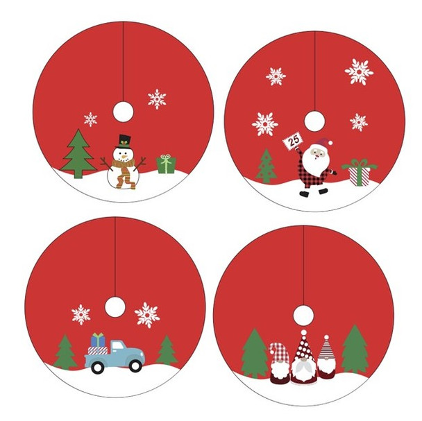 TREE SKIRT 38IN 4AST NOVELTY CHARACTERS XMAS HEADER