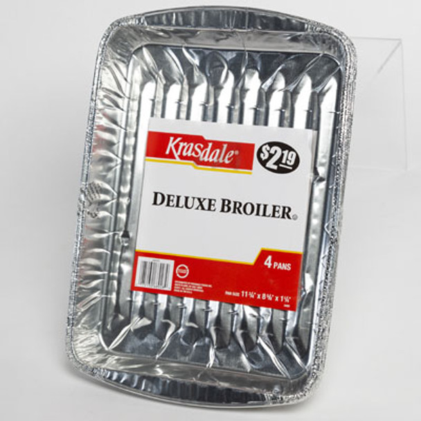 ALUMINUM BROILER PAN 4PK 11-3/4 X 8-5/8 X 1-1/4 PP $2.19