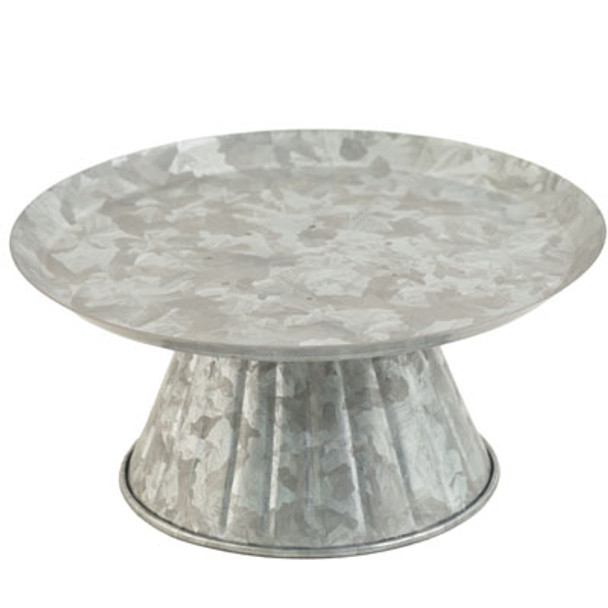 CAKE STAND 9IN FOOTED GALVANIZED *$15.00*