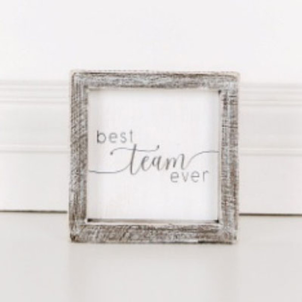 WALL SIGN 5X5 BEST TEAMWOOD FRAMED WHITE/GRAY ($5.50)