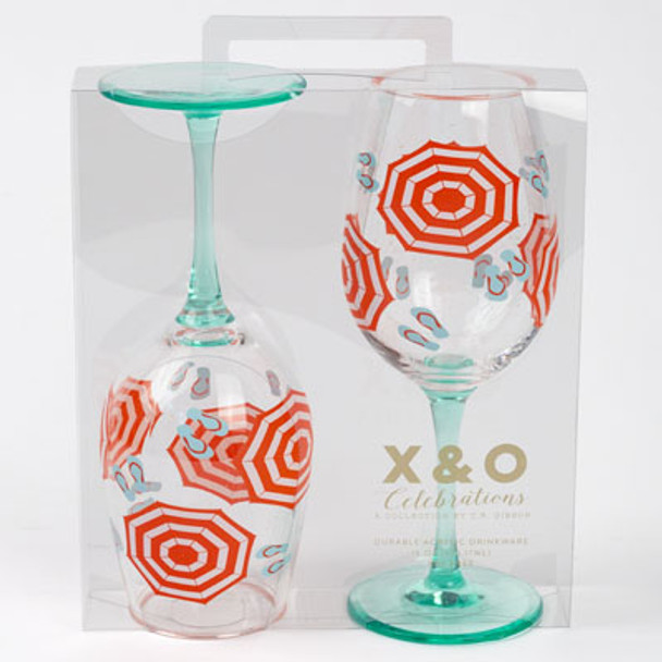 WINE STEM 16OZ ACRYLIC SET OF 2 UMBRELLA *19.99* ACETATE BOXED