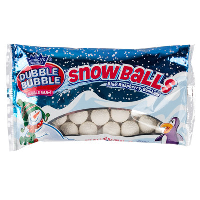DUBBLE BUBBLE SNOWBALL GUM 2.32 OZ BAG COUNTER DISPLAY