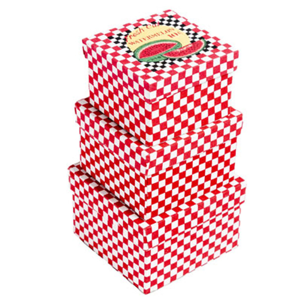 COUNTRY CLOTH TRINKET BOX 3PC