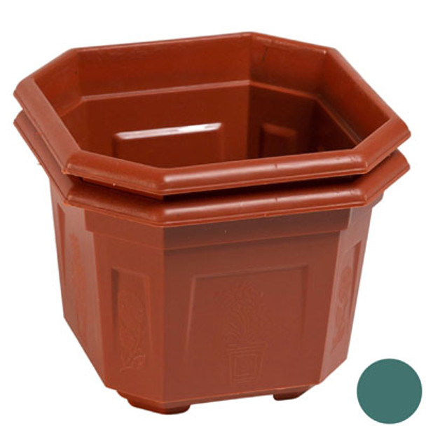PLANTER 2PK OCTAGON TERRA/GREEN4.5 TALL 6 ACROSS #105S PLANTER 2PK OCTAGON TERRA/GREEN4.5 TALL 6 ACROSS #105S