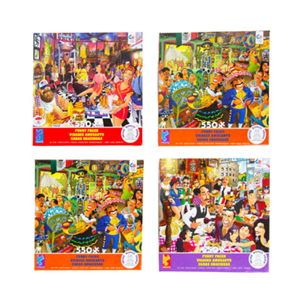 FUNNY FACES PUZZLE ASSORTMENT 550PC 4 TITTLES 24 X 18