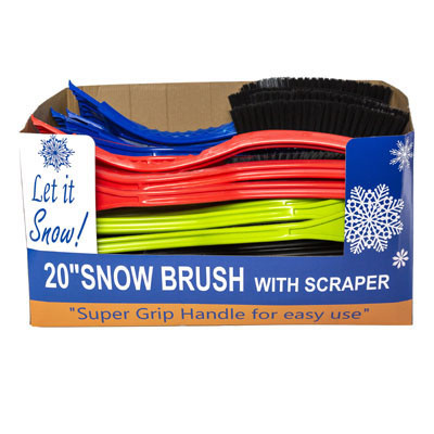 SNOW BRUSH WITH ICE SCRAPER 20IN 5 COLORS PDQ DISPLAY #BH004