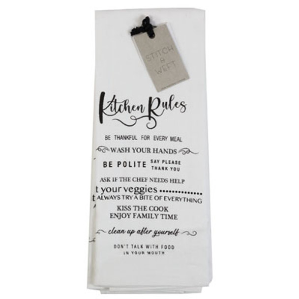 KITCHEN TOWELS 2PK KITCHEN RULES28X16 PRINTED TERRY
