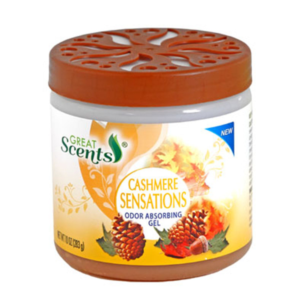 ODOR ABSORBING GEL 10 OZ JAR CASHMERE SENSATION GREAT SCENTS