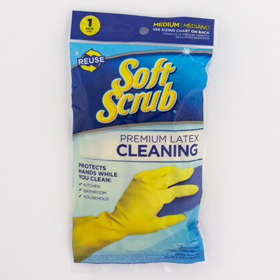 GLOVES SOFT SCRUB REUSABL MEDIUM PREMIUM LATEX BAGGED YELLOW#12312-012FD