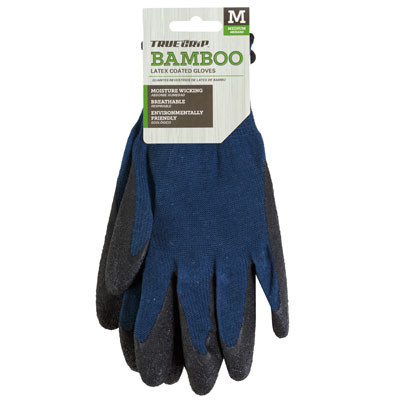 GLOVES BAMBOO SHELL MEDIUM LATEX DIP TRUE GRIP
