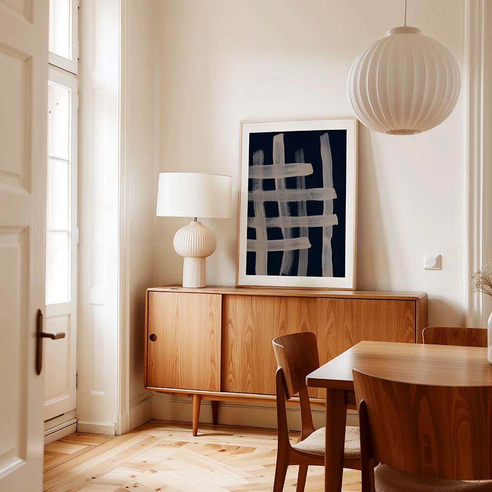 Scandi and minimal artwork in a minimal interior