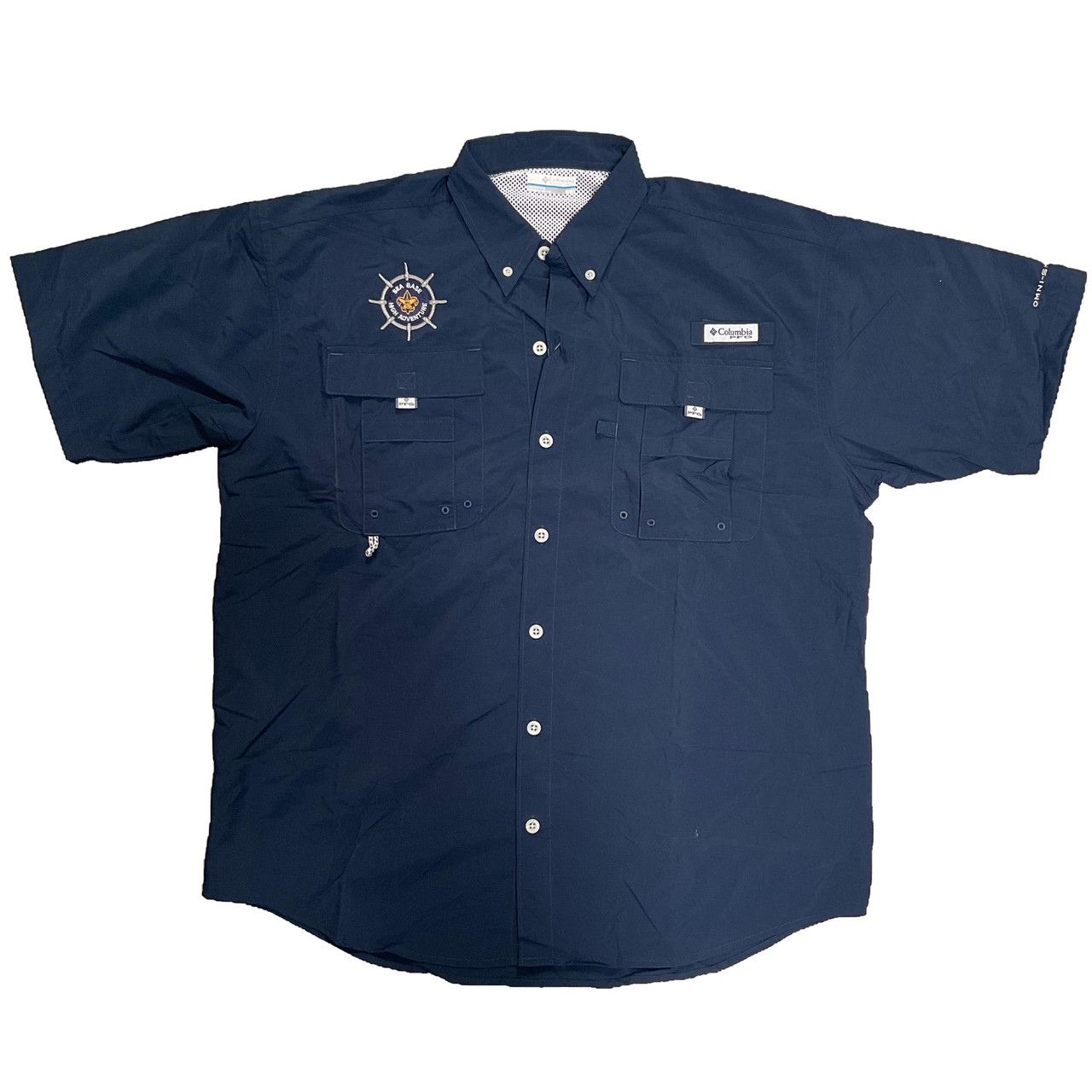 NEW Houston Astros Columbia Tamiami SS Navy Collared Button Up Shirt Mens S