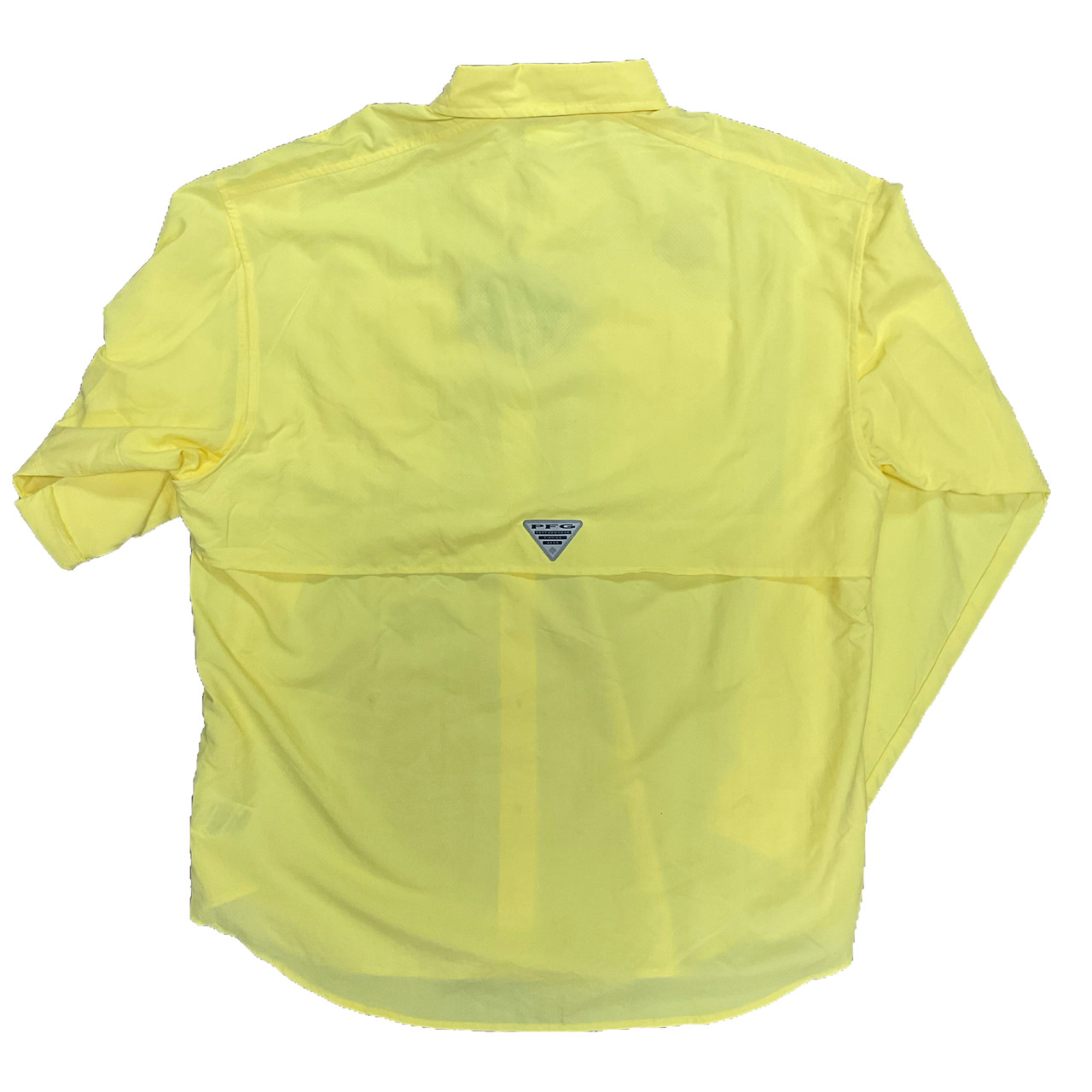 Vintage Columbia Shirt Men 4XL Short Sleeve Button Up Mustard Yellow PFG  Vented Fishing