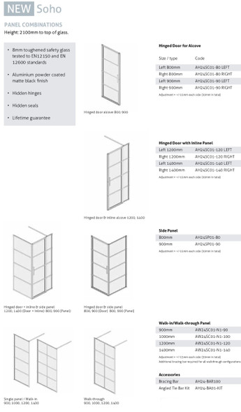 Soho Glass Panel - Hinged Door for Alcove