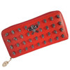 Gothic Greaser Skull Red Studded Long Line Wallet Purse