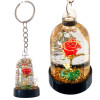 Beauty & The Beast Enchanted Rose Glitter Globe Key Ring Chain