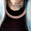 Rose Gold Titanium Stainless Steel Cuban Link Chain Necklace