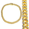 Gold Titanium Stainless Steel Cuban Link Chain Necklace