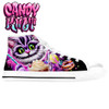 Cheshire Cat Mad Tea Party White Men’s Classic High Top Canvas Shoes