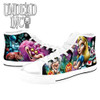 Alice In Wonderland Melted Dreams White Women's Classic High Top Canvas Shoes