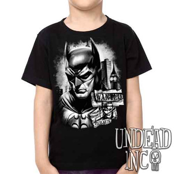 Wanted Vigilante Black & Grey  -  Kids Unisex Girls and Boys T shirt